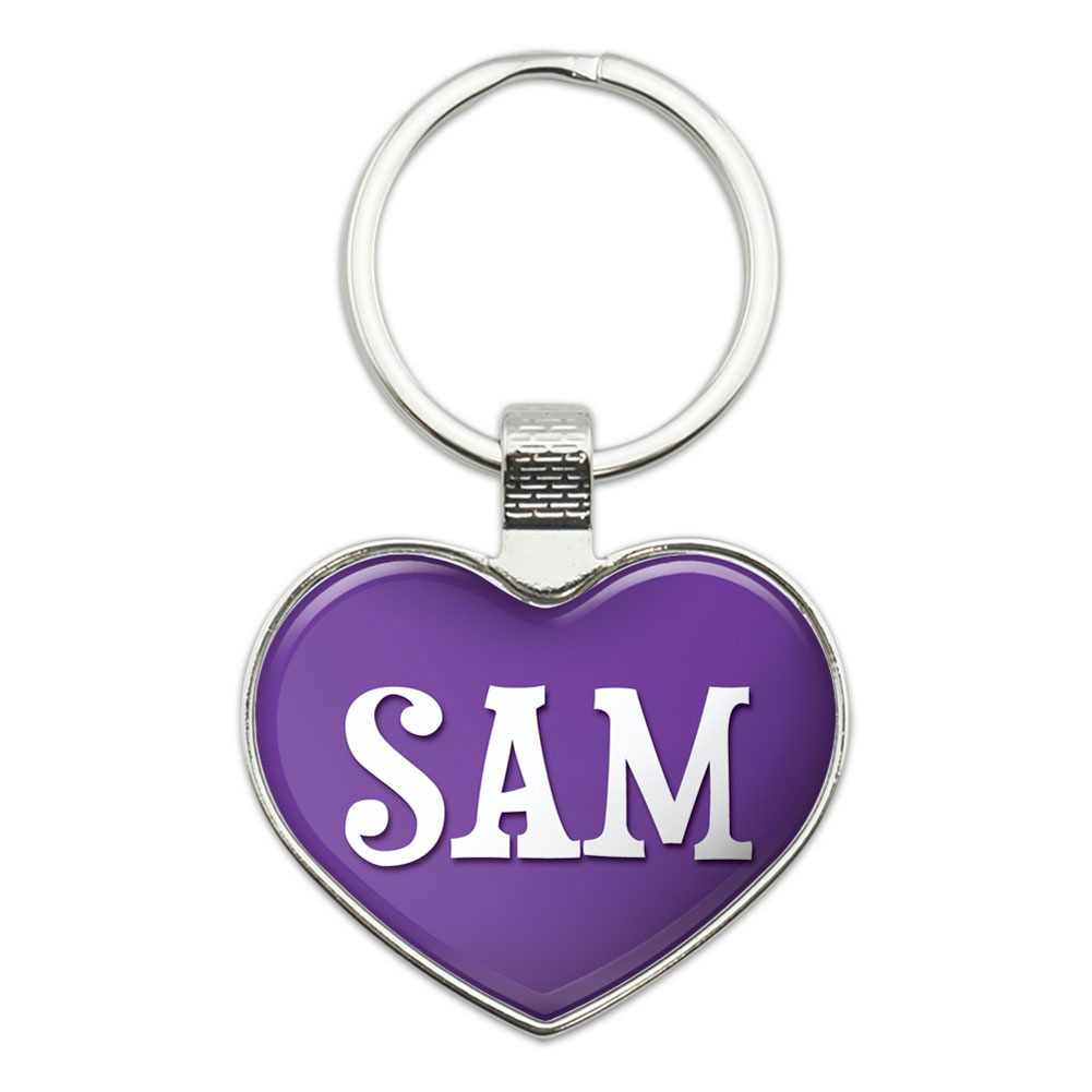 Metal Keychain Key Chain Ring Purple I Love Heart Name S-Z | eBay