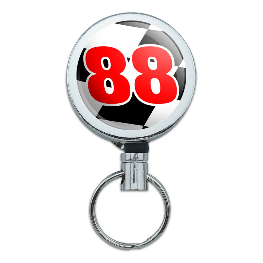 Retractable Reel Badge Key Holder with Belt Clip Automotive Racing Number 