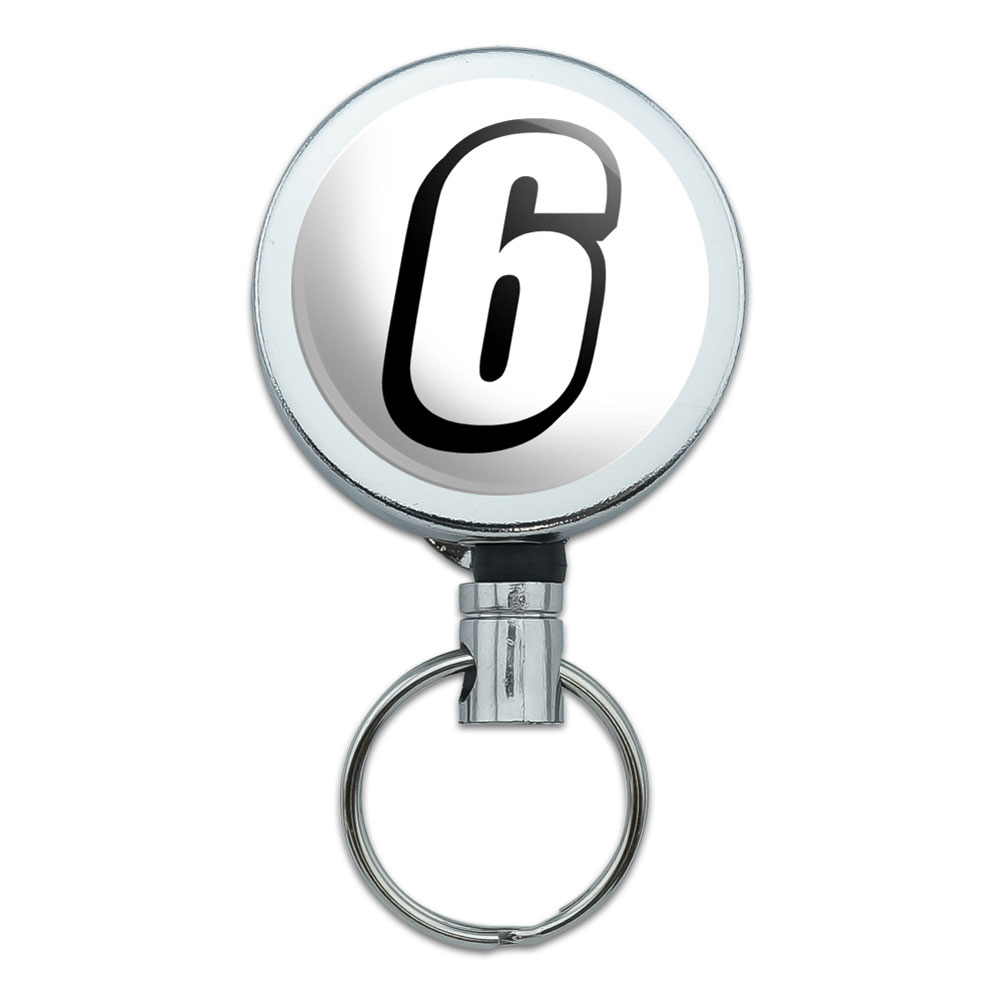 Retractable Reel Badge Key Holder with Belt Clip Automotive Racing Number 