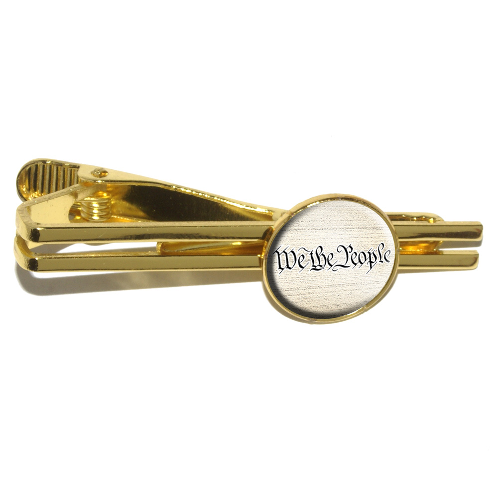 Gold USA Graphics and More We The People Constitution Square Tie Bar Clip Clasp Tack