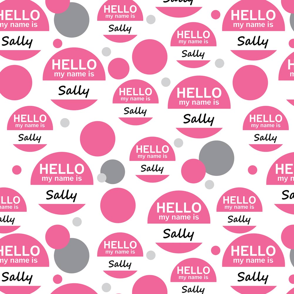 Premium Gift Wrap Wrapping Paper Roll Pattern Hello My Name Is Sa-Sh 