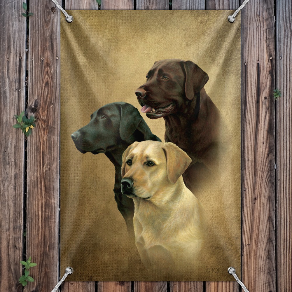 Labrador Retriever Trio Dogs Portrait Garden Yard Flag 