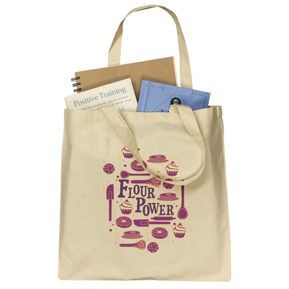 Flour Power Baking Baker Chef Cookie Grocery Travel Reusable Tote Bag 