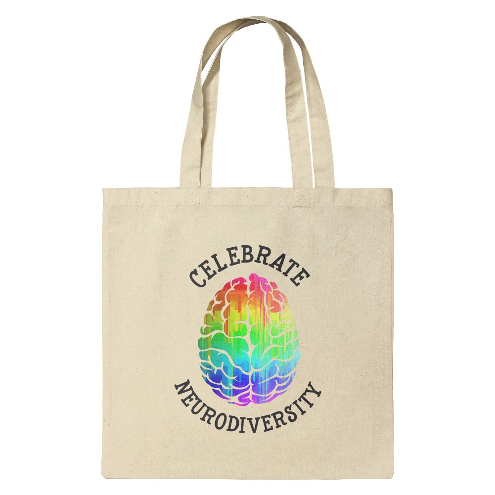 Celebrate Neurodiversity Brain Autism  Grocery Travel Reusable Tote Bag 